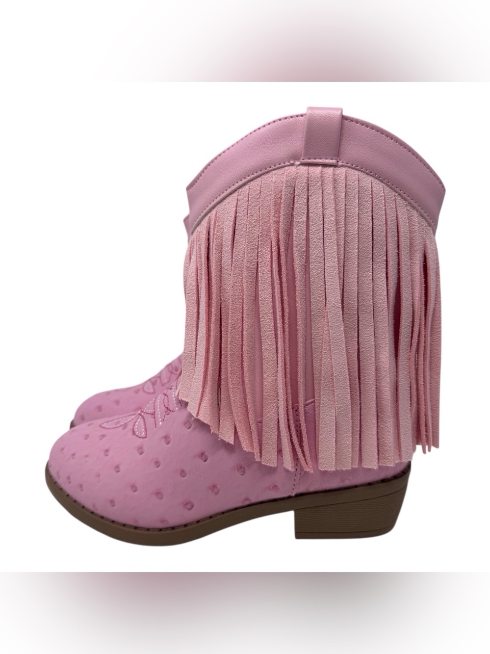Pawz pink fringed western ankle cowgirl zip close  booties girls size 2 NWT